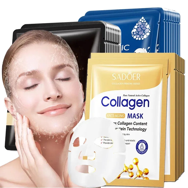 10 mascarillas faciales de colágeno