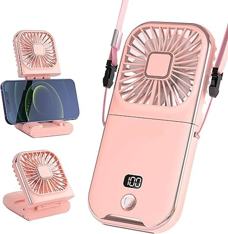 3-in-1 Portable Neck Fan: Fan, Power Bank, Phone Stand