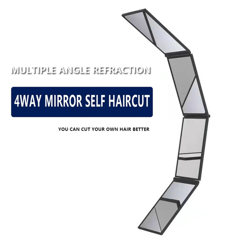 360° Foldable 4-Panel Makeup Mirror for Hair Styling & Grooming