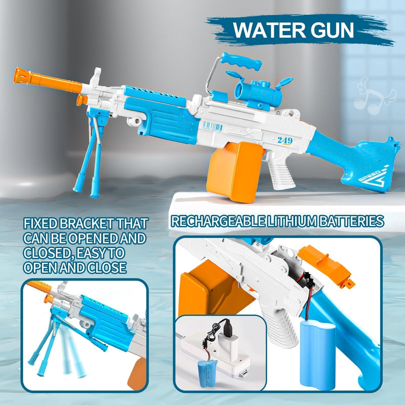 Youcheertoy M249 - Pistola de agua eléctrica de gran capacidad, juguete automático para remojo en agua, 14+