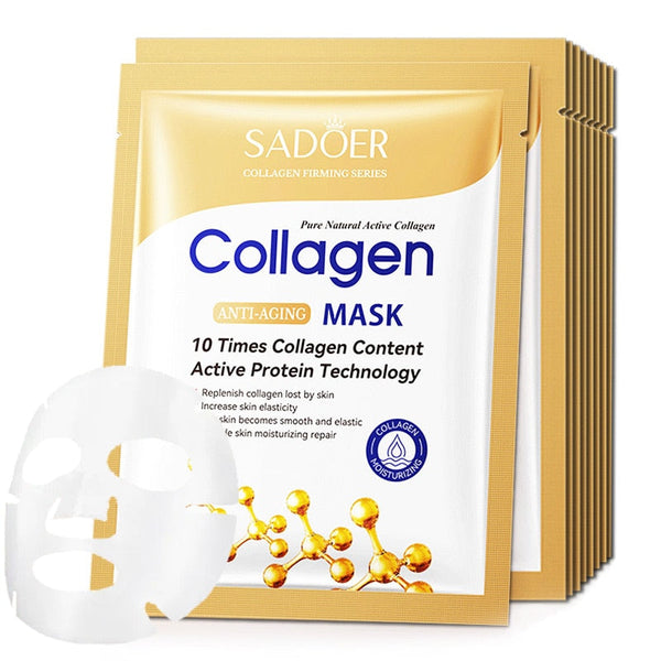 10 mascarillas faciales de colágeno